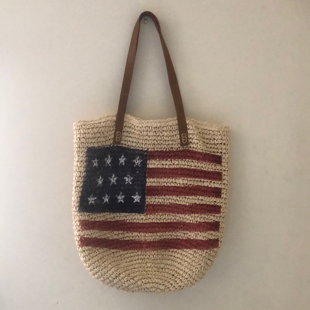 New Style & Co. American Flag Woven Raffia Tote